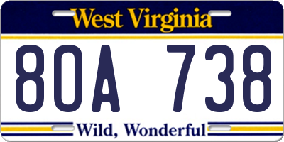 WV license plate 8OA738
