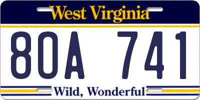 WV license plate 8OA741