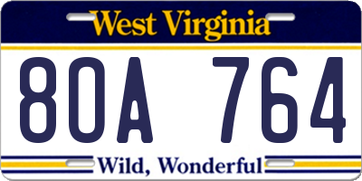 WV license plate 8OA764