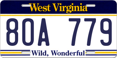 WV license plate 8OA779