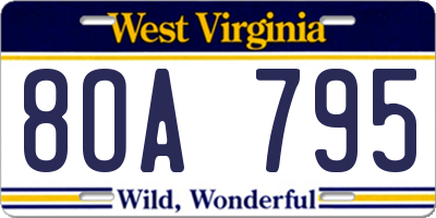 WV license plate 8OA795