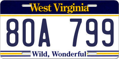 WV license plate 8OA799