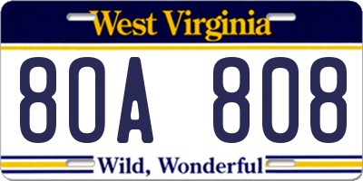 WV license plate 8OA808