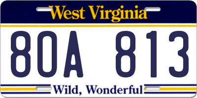 WV license plate 8OA813