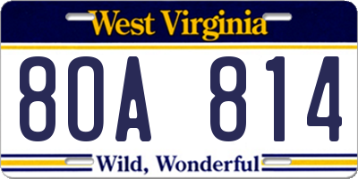 WV license plate 8OA814