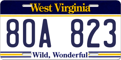 WV license plate 8OA823
