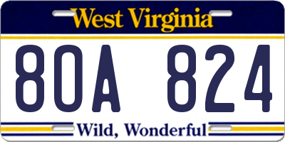 WV license plate 8OA824