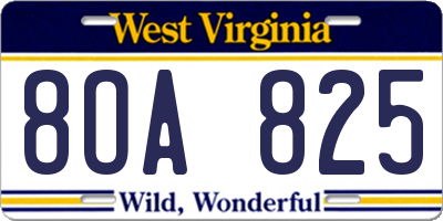 WV license plate 8OA825