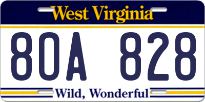 WV license plate 8OA828