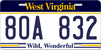WV license plate 8OA832