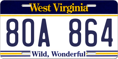 WV license plate 8OA864