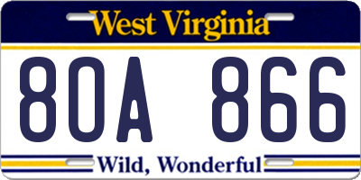 WV license plate 8OA866