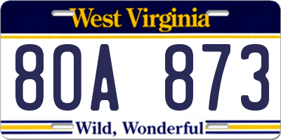 WV license plate 8OA873