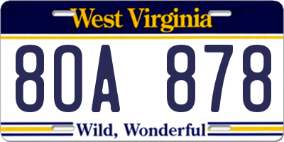 WV license plate 8OA878