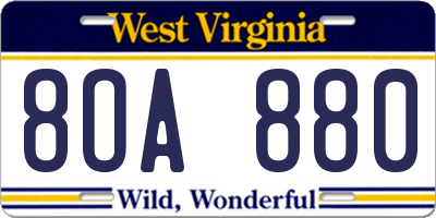 WV license plate 8OA880