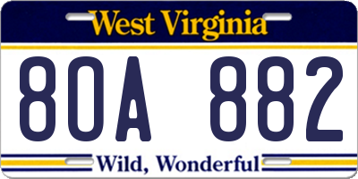 WV license plate 8OA882
