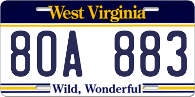 WV license plate 8OA883