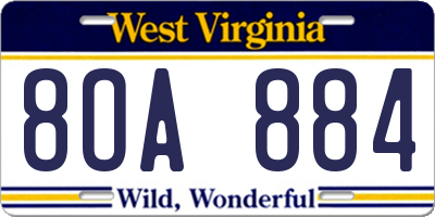 WV license plate 8OA884