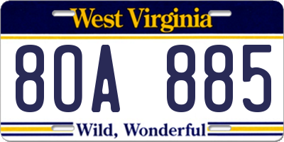 WV license plate 8OA885