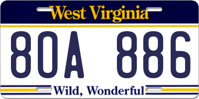 WV license plate 8OA886