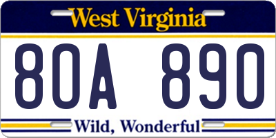 WV license plate 8OA890