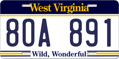 WV license plate 8OA891