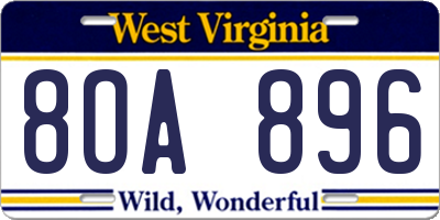 WV license plate 8OA896
