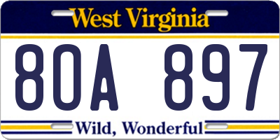 WV license plate 8OA897