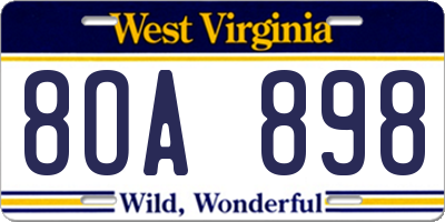 WV license plate 8OA898