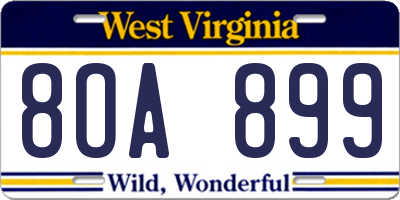 WV license plate 8OA899