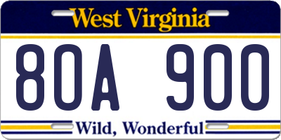 WV license plate 8OA900