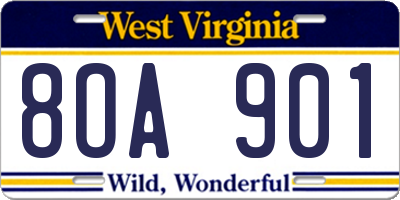 WV license plate 8OA901
