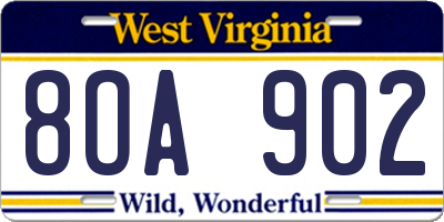 WV license plate 8OA902