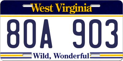 WV license plate 8OA903