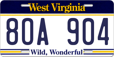 WV license plate 8OA904
