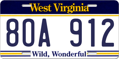 WV license plate 8OA912