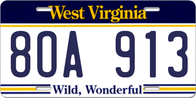 WV license plate 8OA913