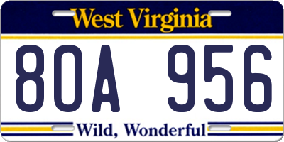 WV license plate 8OA956