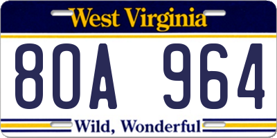 WV license plate 8OA964