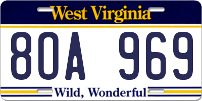 WV license plate 8OA969
