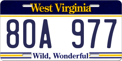WV license plate 8OA977