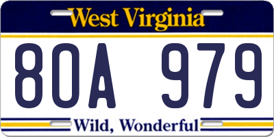 WV license plate 8OA979