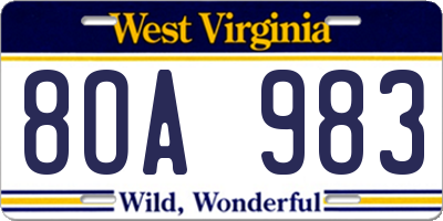 WV license plate 8OA983