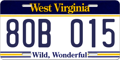 WV license plate 8OB015
