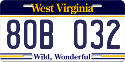 WV license plate 8OB032