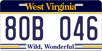 WV license plate 8OB046