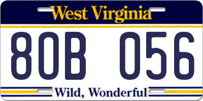 WV license plate 8OB056