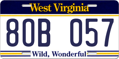 WV license plate 8OB057