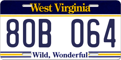 WV license plate 8OB064