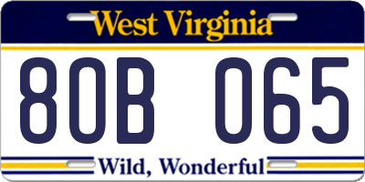 WV license plate 8OB065